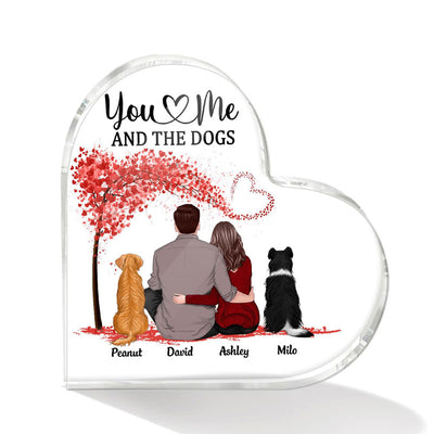Couple And Dogs Heart Tree Personalized Acrylic Plaque