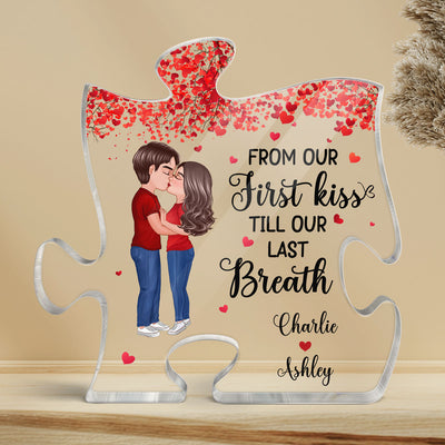Doll Couple Kissing Under Tree Gift For Him For Her Personalized Acrylic Puzzle Plaque
