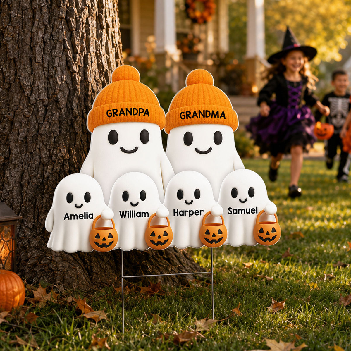 Halloween Cute Grandpa Grandma's Boo Crew - Personalized Yard Sign - Halloween Decor For Grandparents