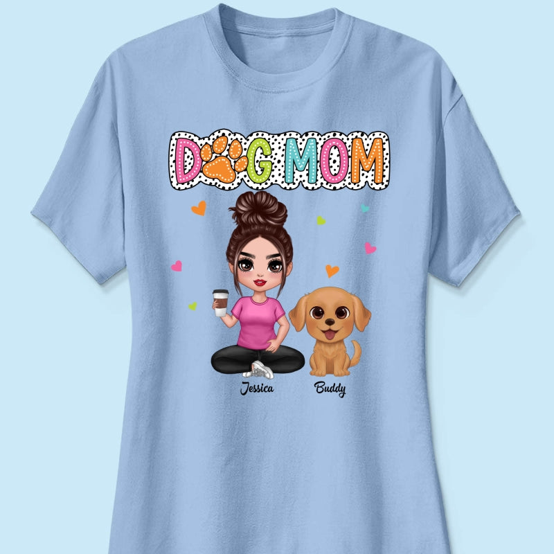 Dog Mom Summer Vibe Woman & Cute Watercolor Dogs Personalized Shirt
