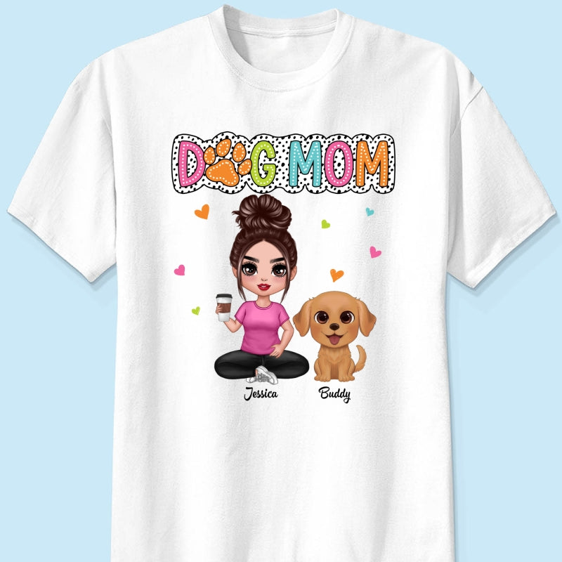 Dog Mom Summer Vibe Woman & Cute Watercolor Dogs Personalized Shirt
