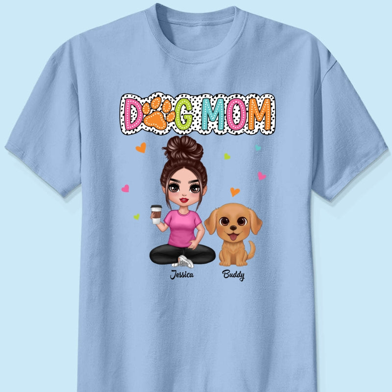Dog Mom Summer Vibe Woman & Cute Watercolor Dogs Personalized Shirt