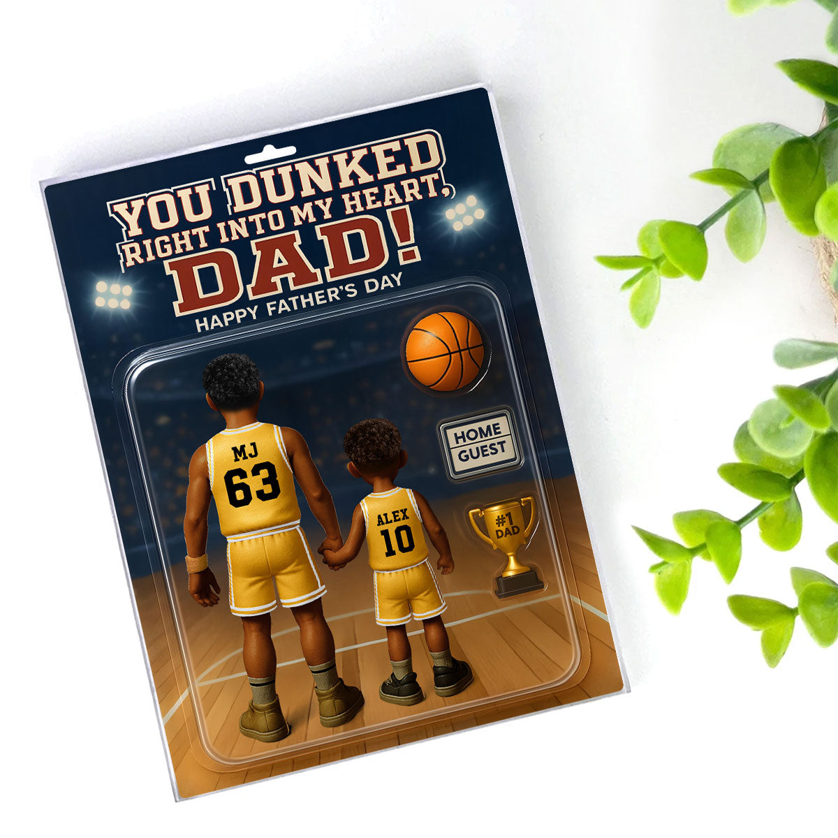 You Dunked Right into my Heart Dad, Basketball Custom Figure - Personalized Acrylic Block Plaque - Gift For Dad, Gift For Husband, Gift For Grandpa