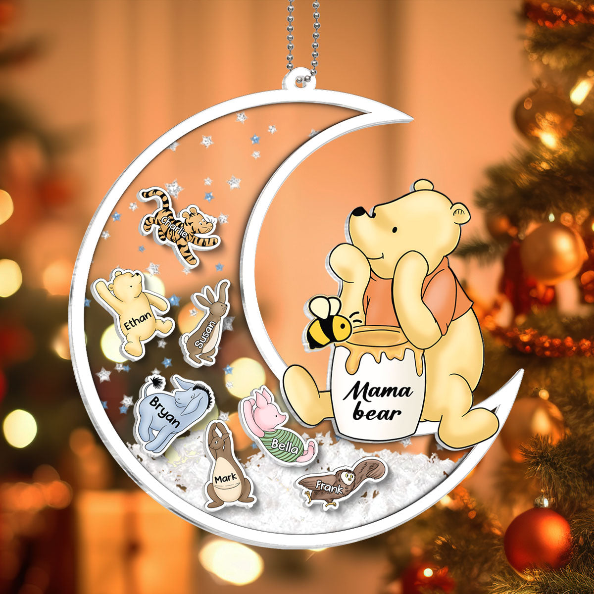 Mama Bear Grandma Bear Cute Character Personalized Shaker Ornament, Christmas Gift For Grandma, Granddaughter, Grandson