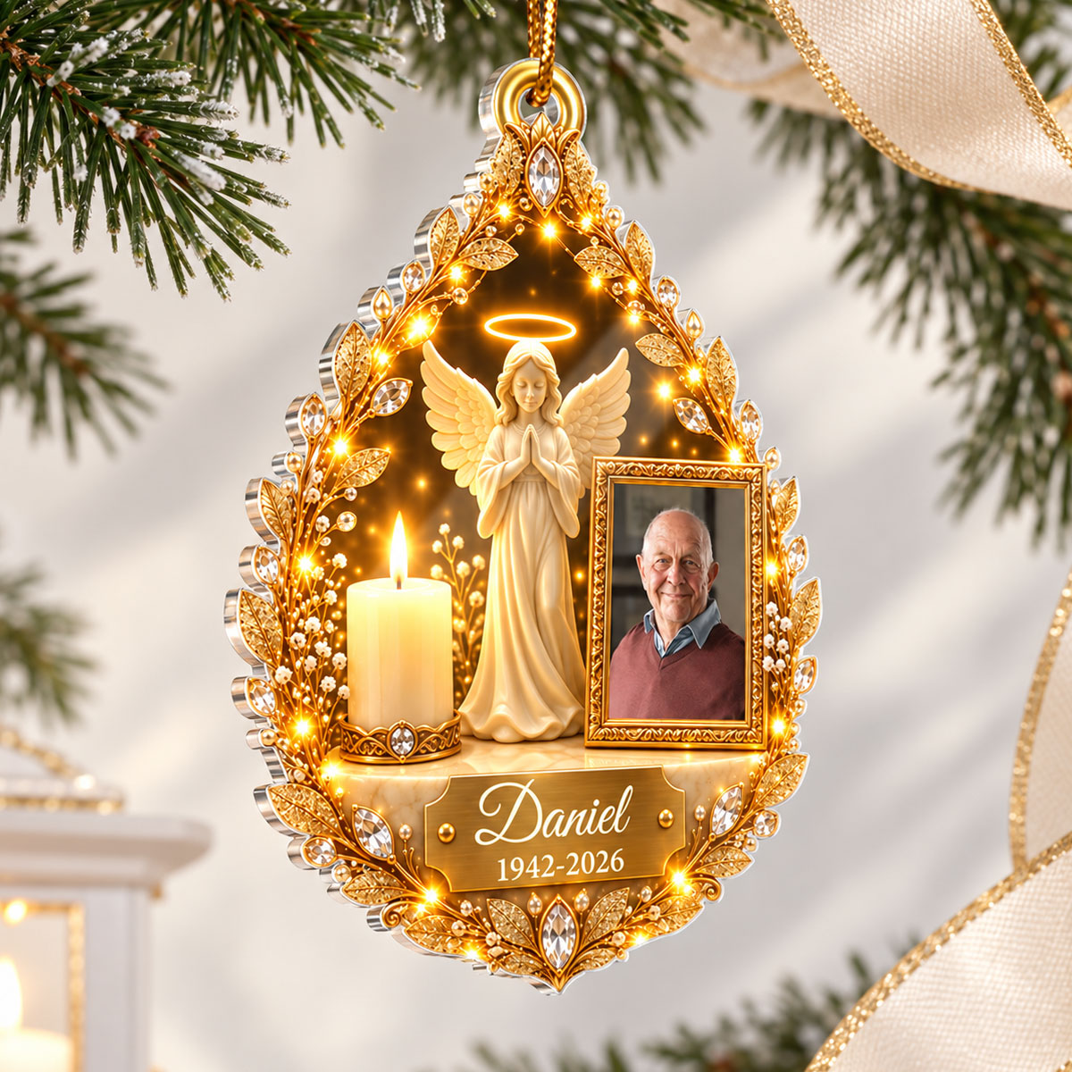 Guardian Angel Photo Memorial - Personalized Acrylic Ornament - Heartfelt Sympathy Gift for Loved Ones