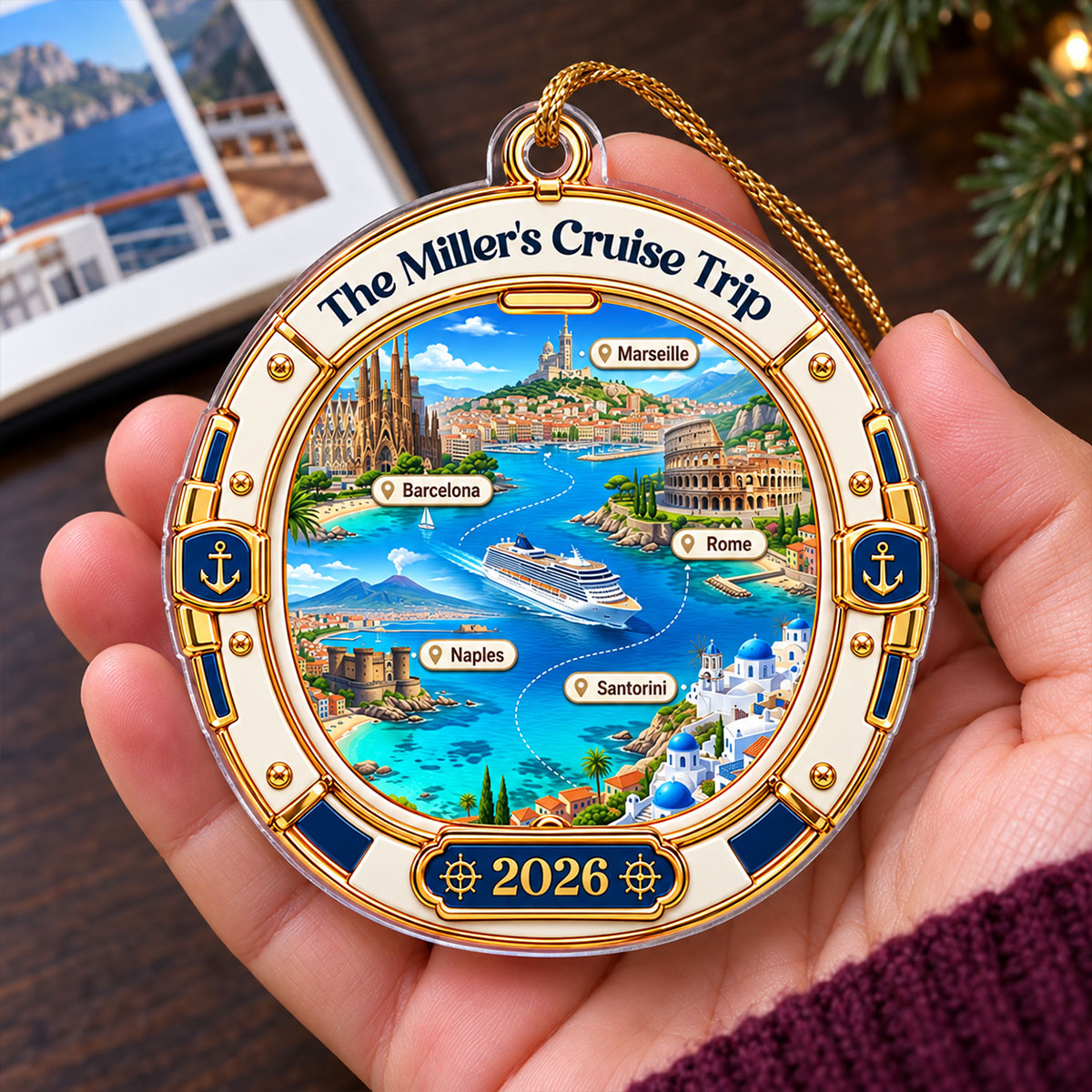 Cruise Destinations Porthole 2D Flat Printed - Personalized Acrylic Ornament - Cruise Trip Keepsake, Christmas Tree Decor For Family, Couples