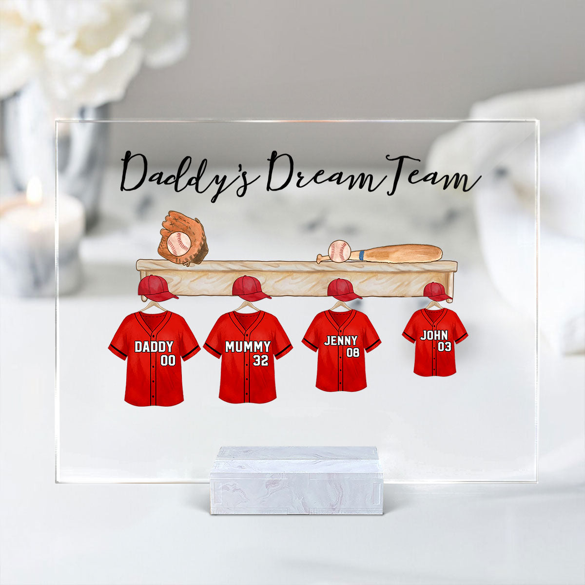 Daddy's Baseball Team Personalized Acrylic Plaque