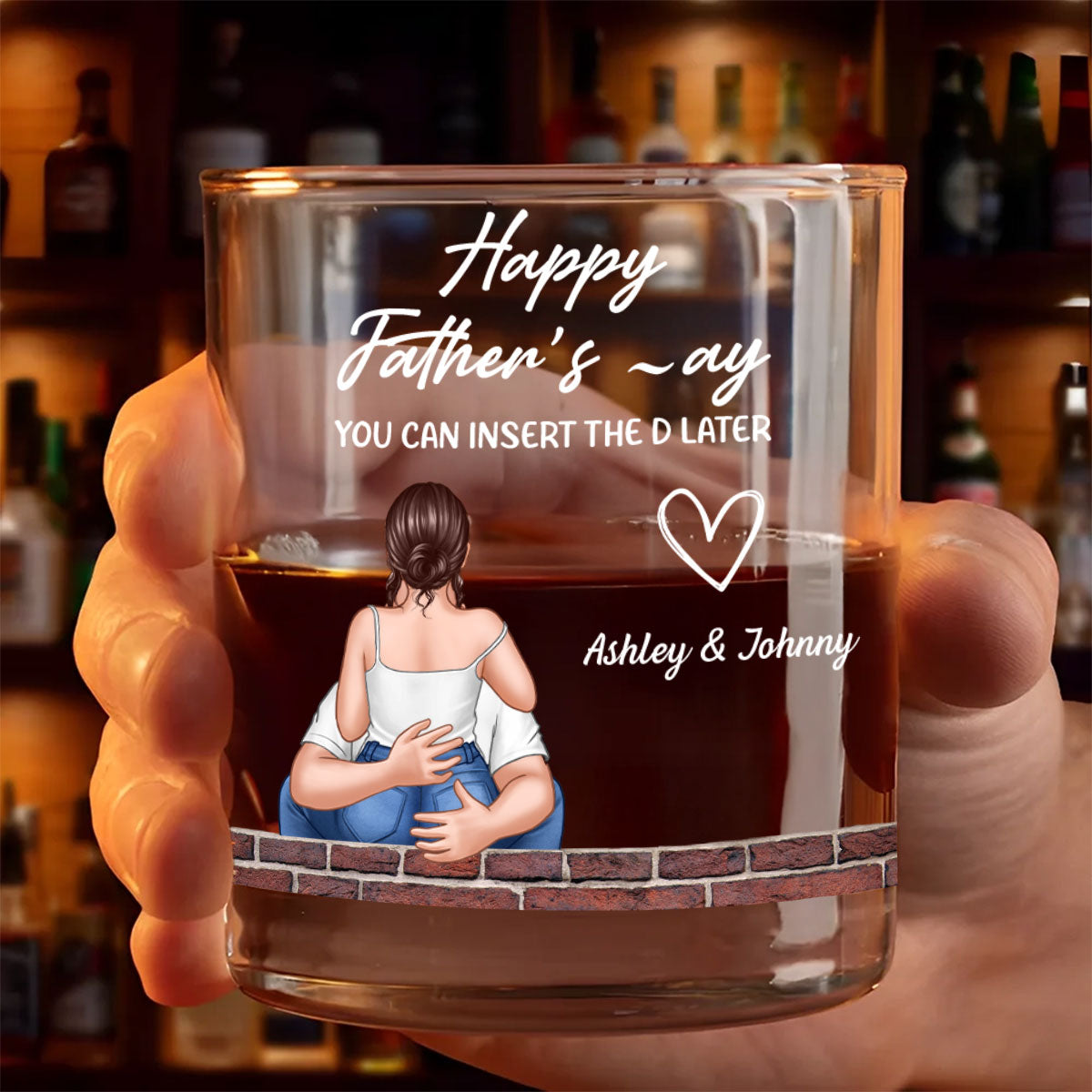 Happy Father's Day You Can Insert the D later Personalized Wine Glass, Funny Father's Day Gift for Husband, Gift for him