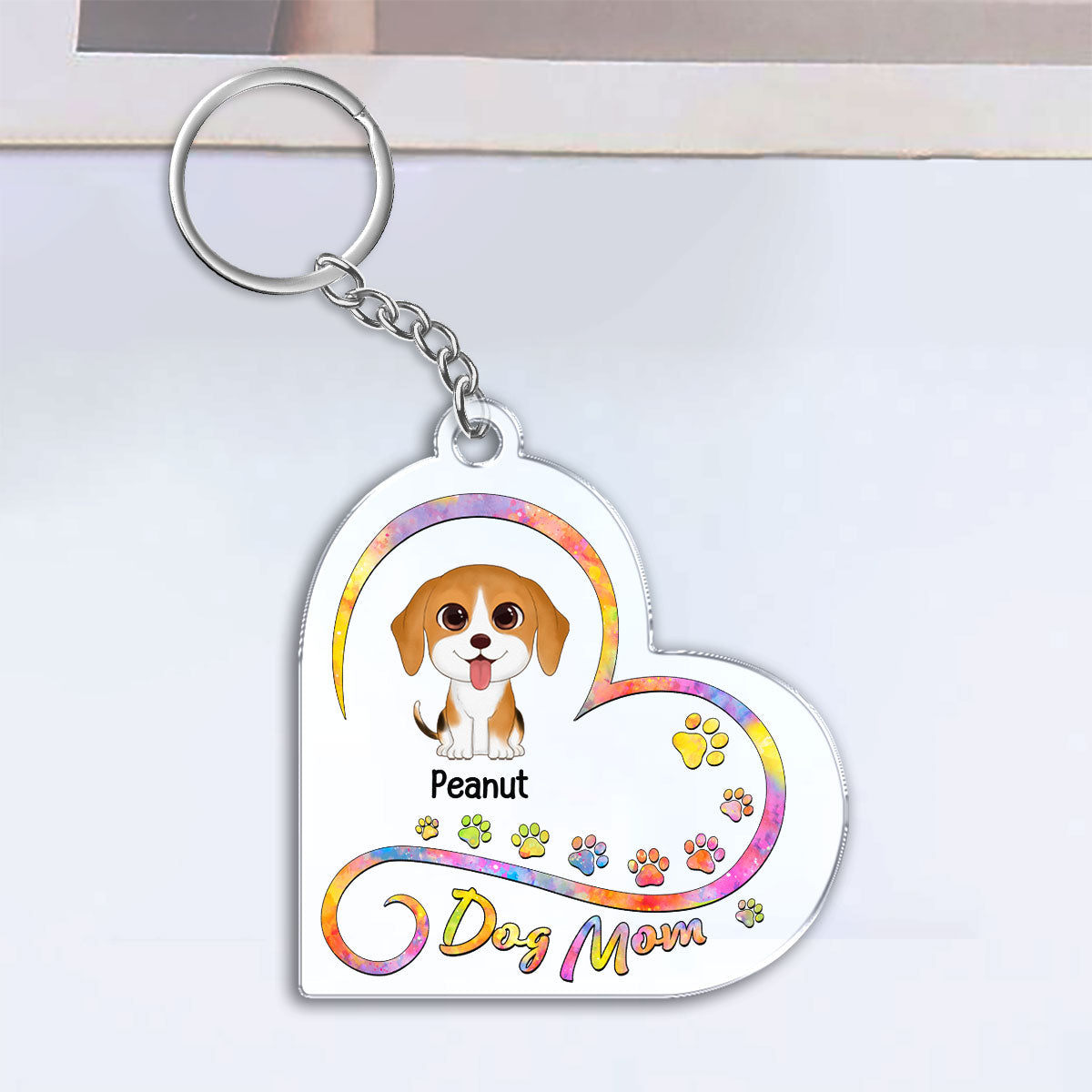 Dog Mom Infinity Heart Personalized Acrylic Keychain