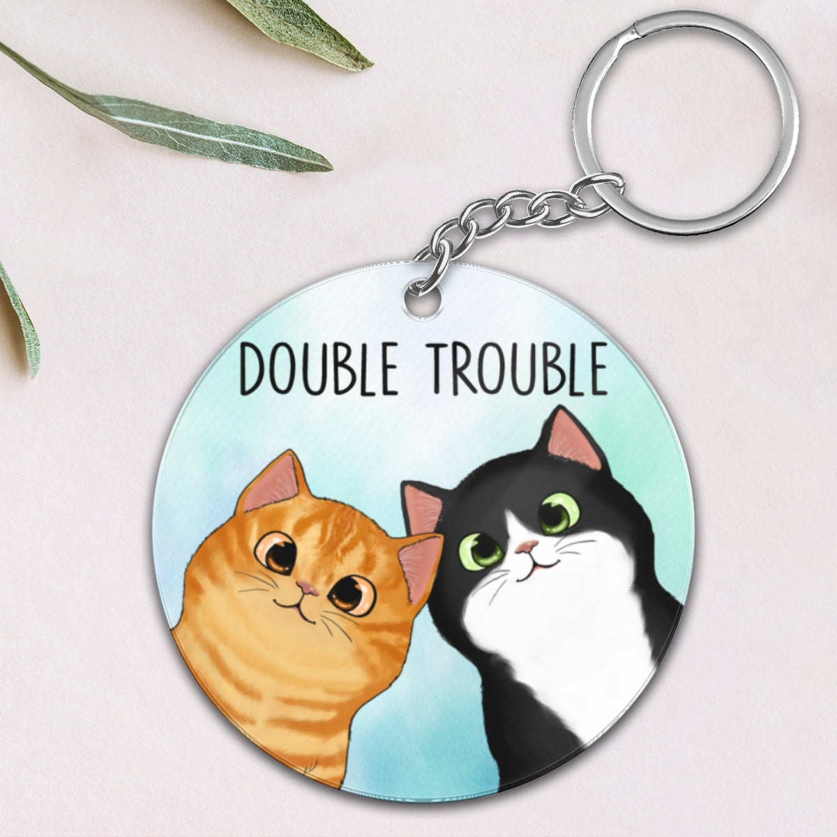 Peeking Fluffy Cats Double Trouble Gift For Cat Lover Different Back Ground Personalized Acrylic Keychain