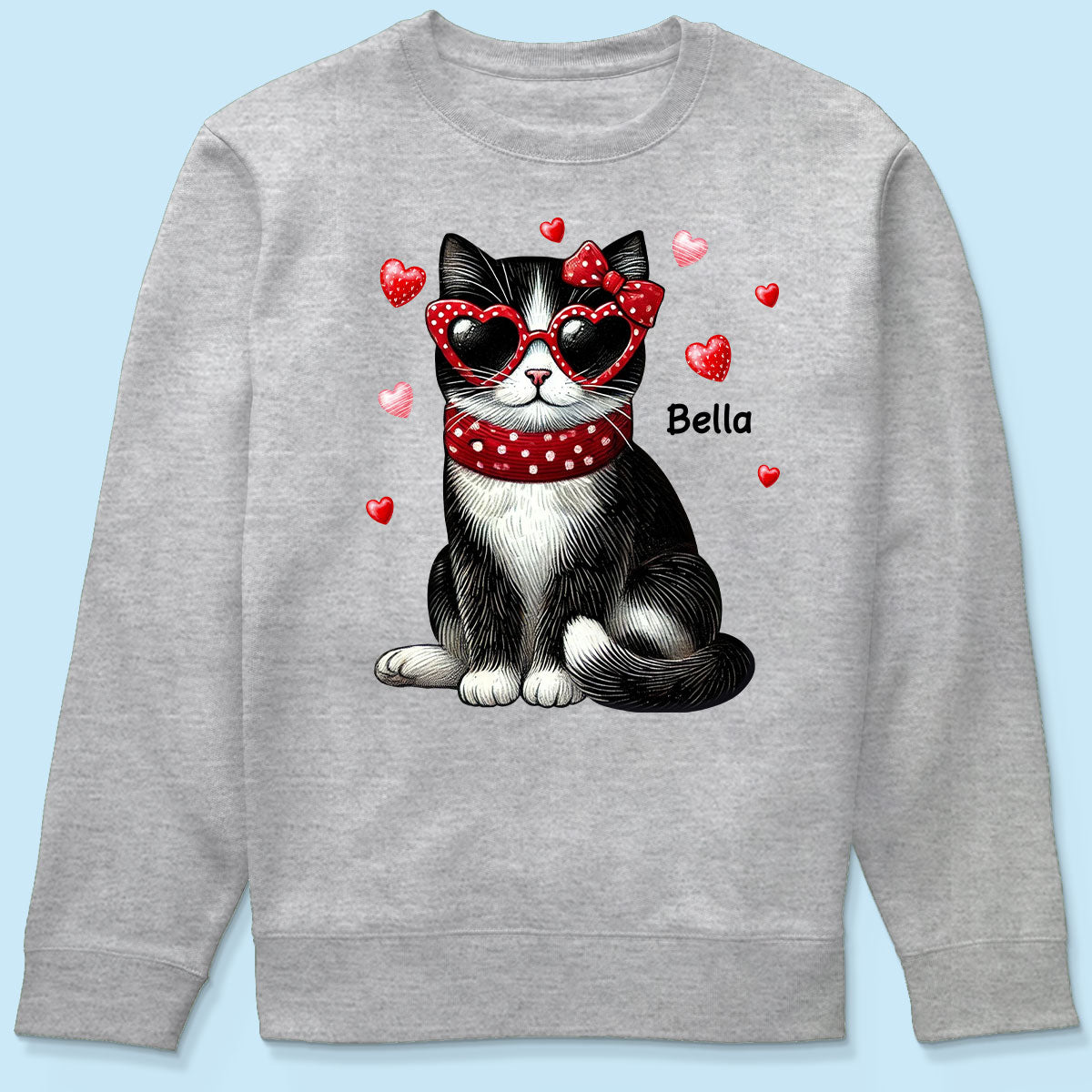 Retro Coquette Cat Sitting Sweatshirt, Personalized Sweatshirt For Cat Moms