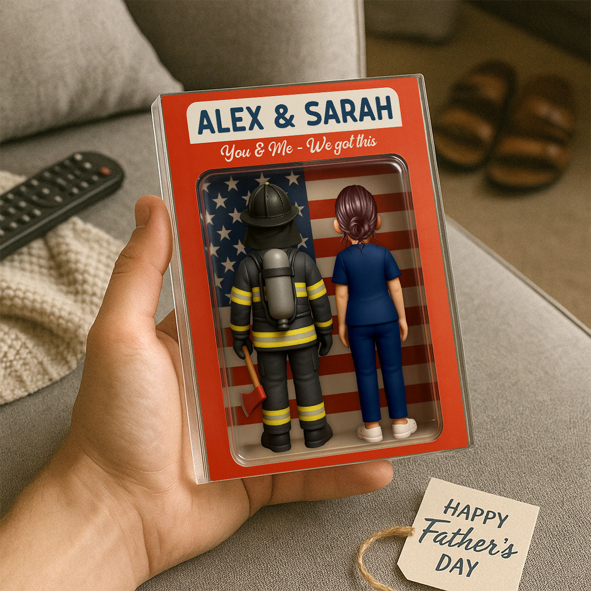 Hero Couple You & Me We Got This Cartoon Figures Style Personalized Acrylic Block Plaque
