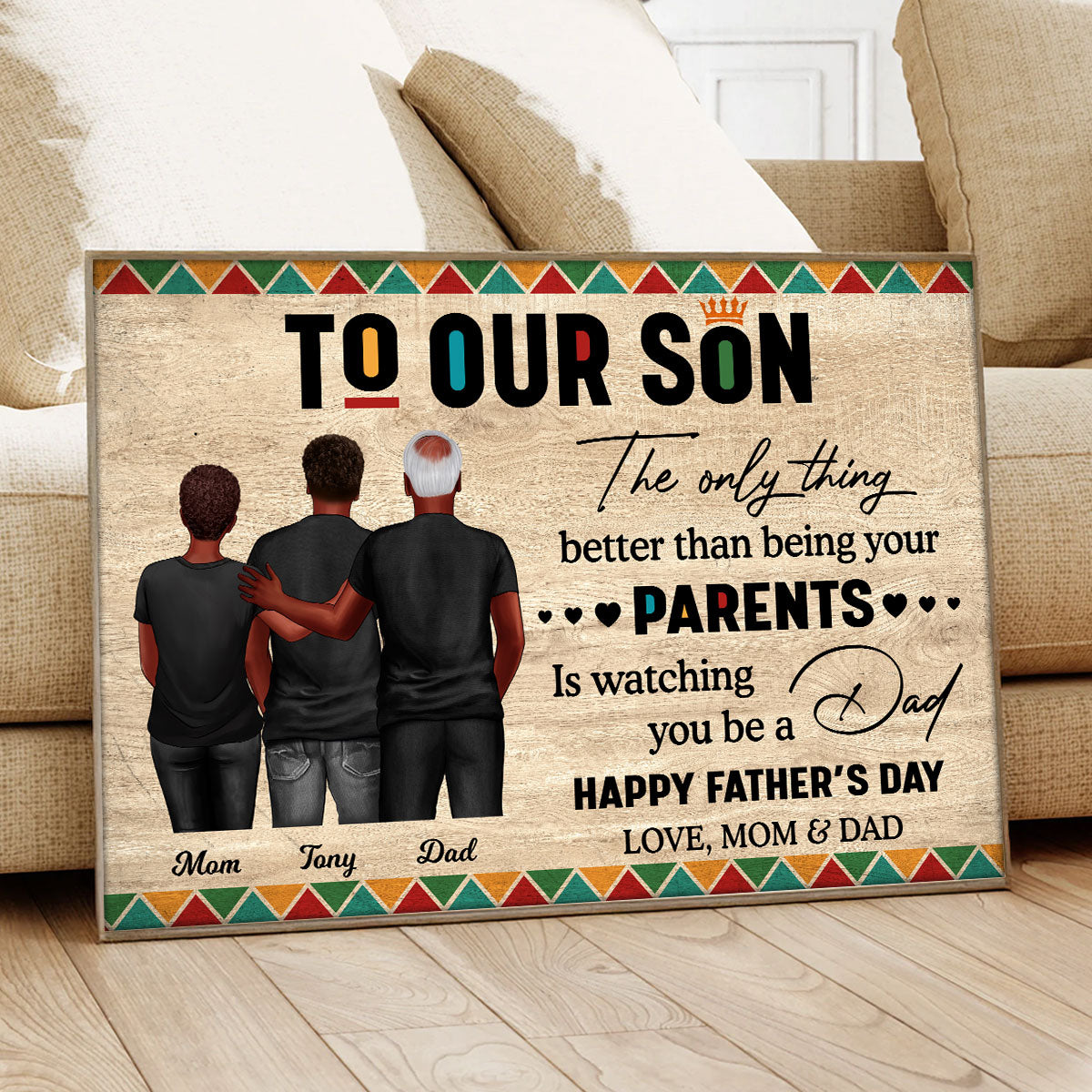 To My Son From Mom Dad Happy Father's Day Black Pride Personalized Poster