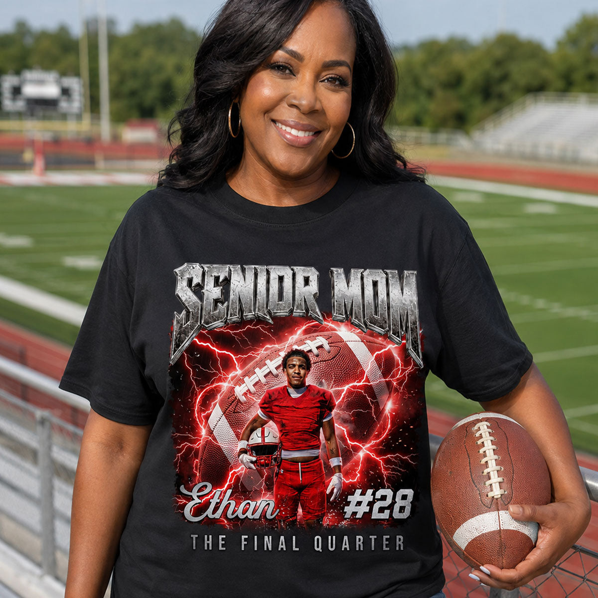 Trending Senior Football Mom Upload Photo - Personalized Shirt - Senior Night, Game Day Gift