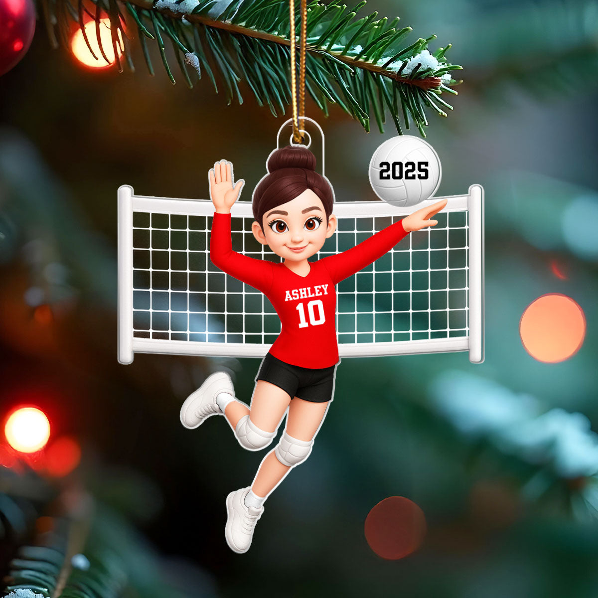 Volleyball Girl In Spike Action 3D Effect - Personalized Acrylic Ornament