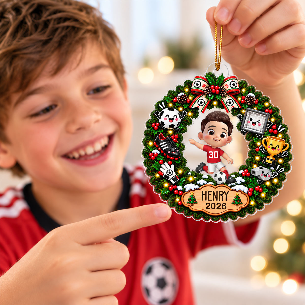 Soccer Boy Girl Design - Personalized Acrylic Ornament - Christmas Gift For Soccer Player, Soccer Team Gift