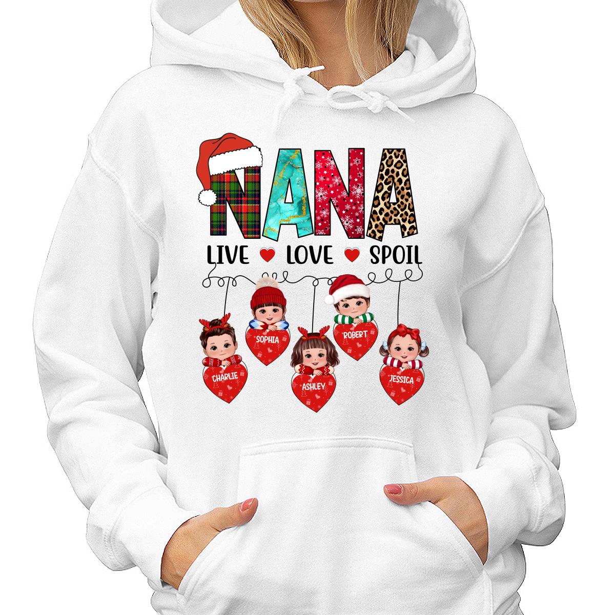 Grandma Live Love Spoil Personalized Christmas Sweatshirt Hoodie