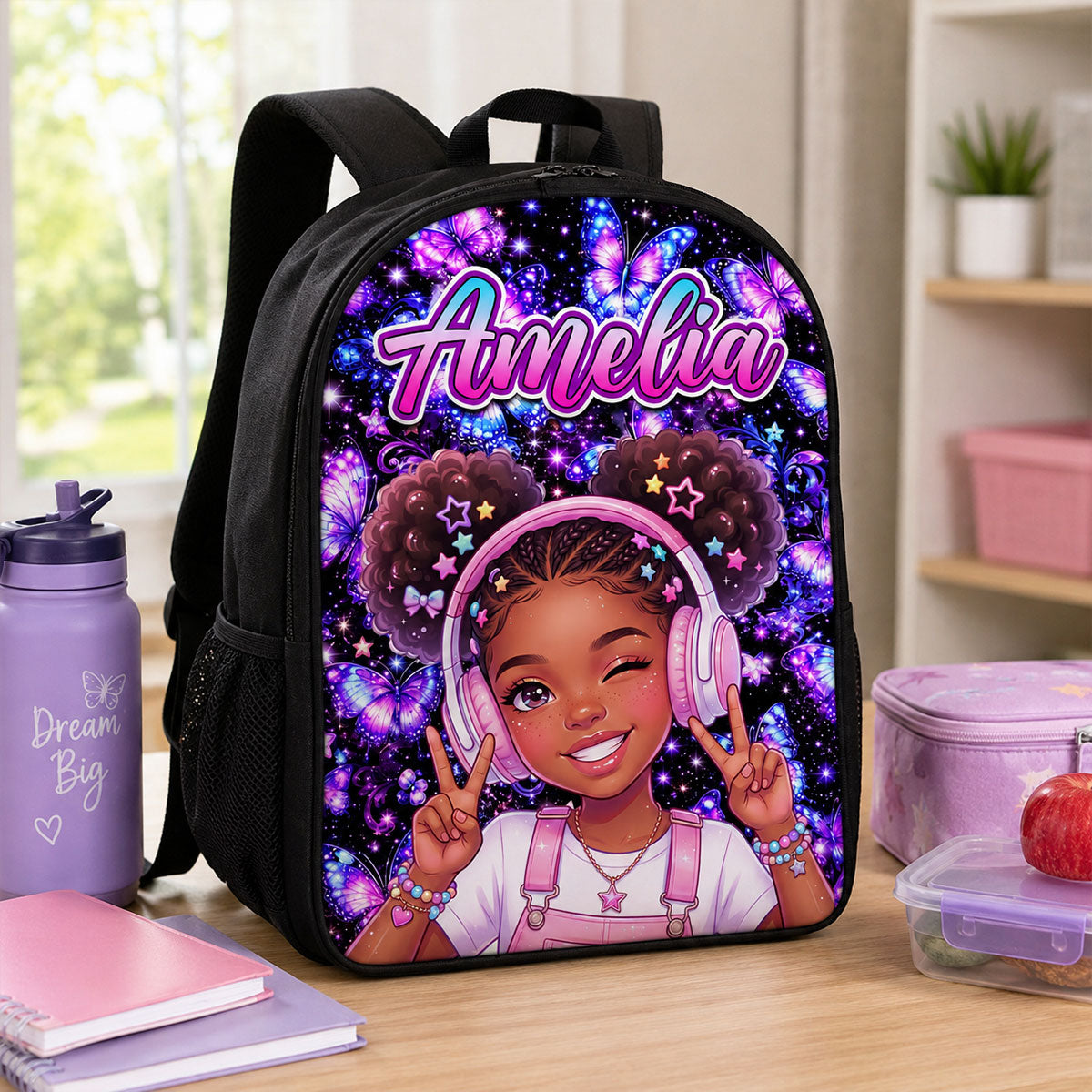 Girls Backpack Butterfly Custom Photo - Personalized Backpack - Back To School Gift, Gift For Kids