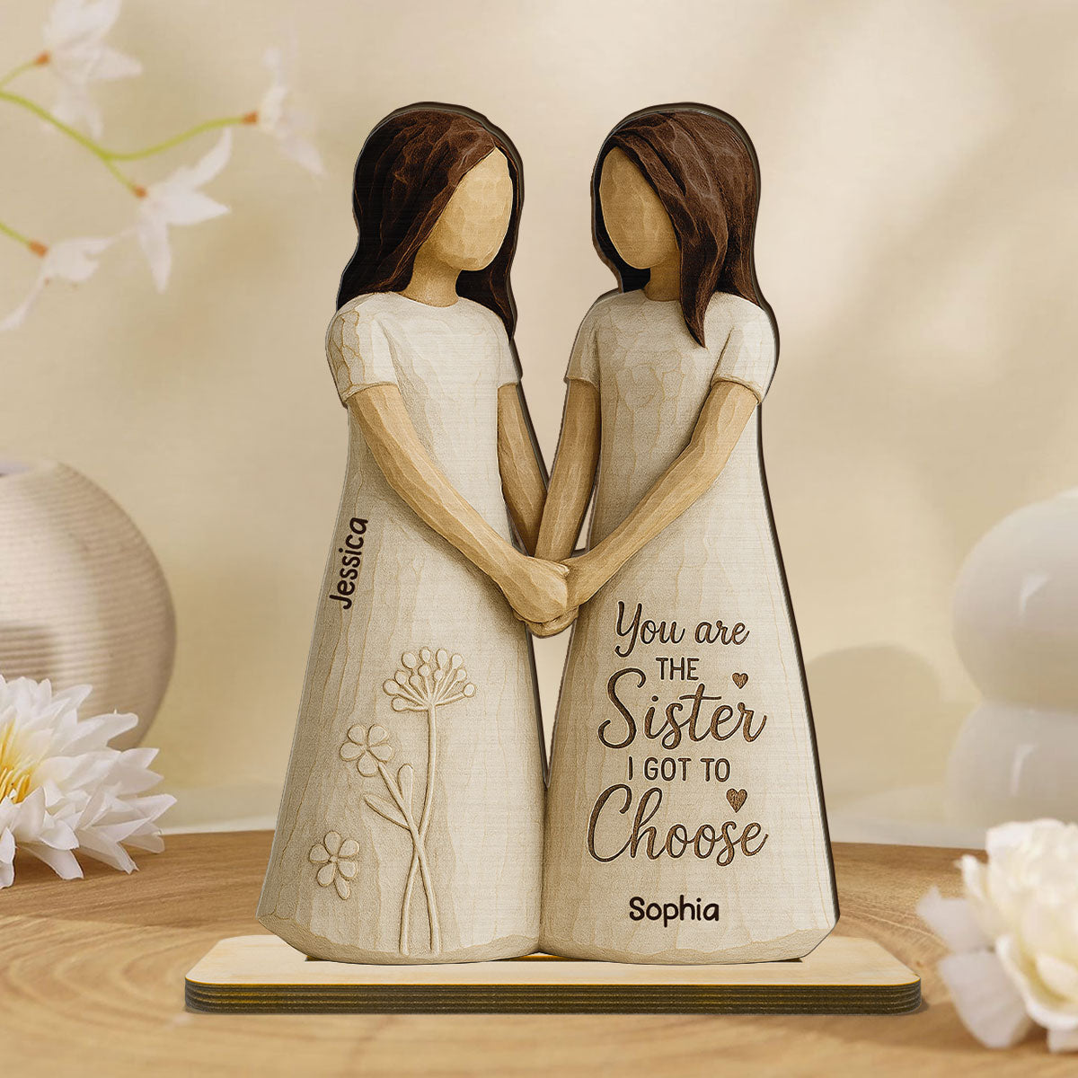 You Are The Sister I Got To Choose 3D Effect - Personalized 2-Layered Wooden Plaque - Gift for Besties, Best Friends