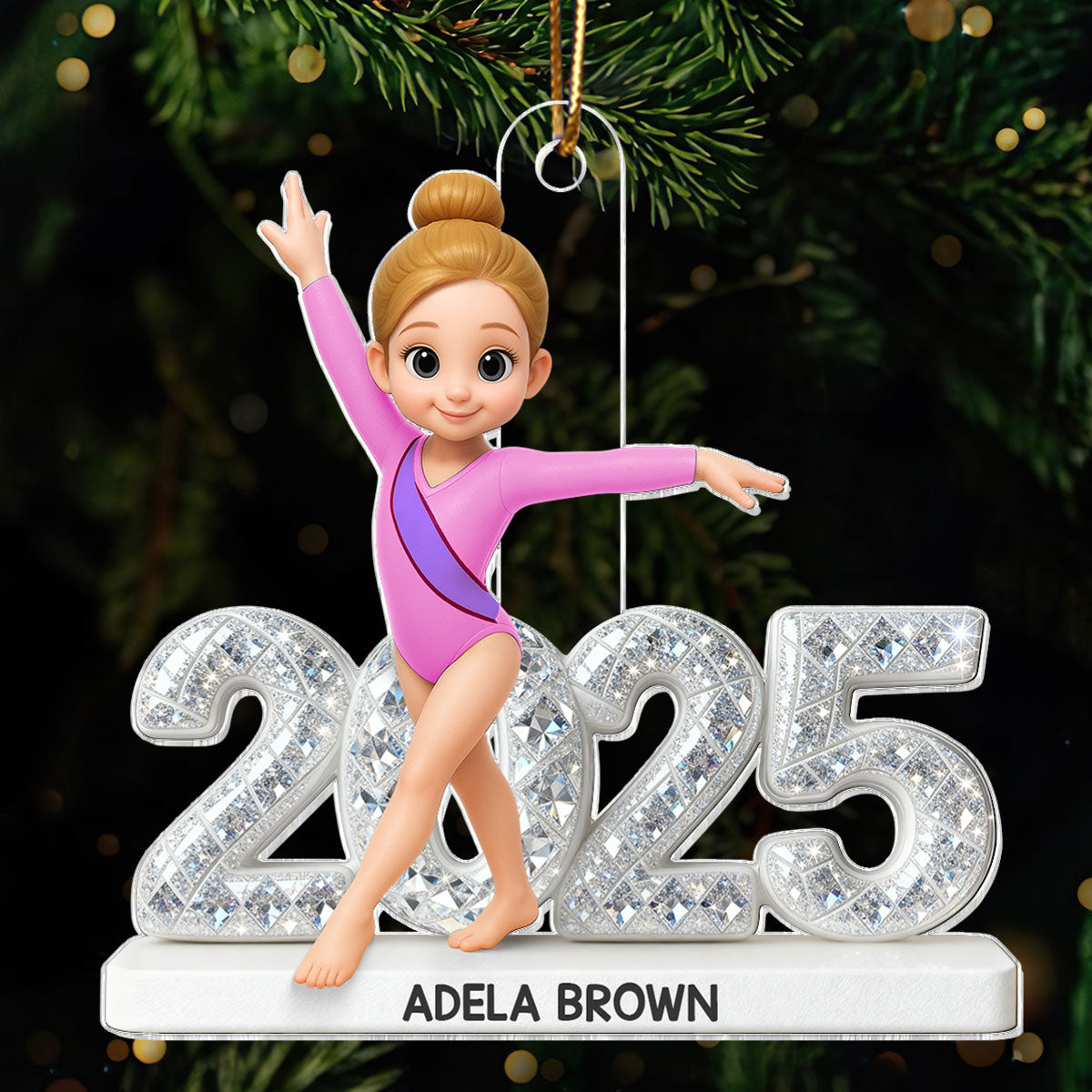 3D Shining Effect Christmas Gymnastic Girl - Personalized Acrylic Ornament - Christmas Gift For Daughter, Granddaughter