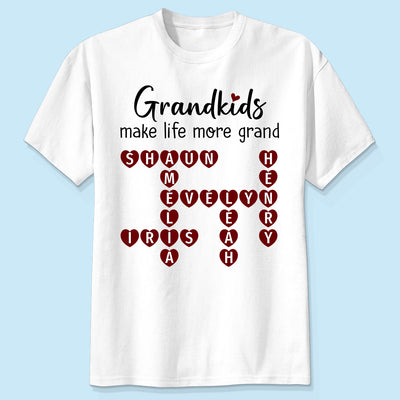 Grandkids Make Life Grand Heart Crossword Puzzle Personalized Shirt