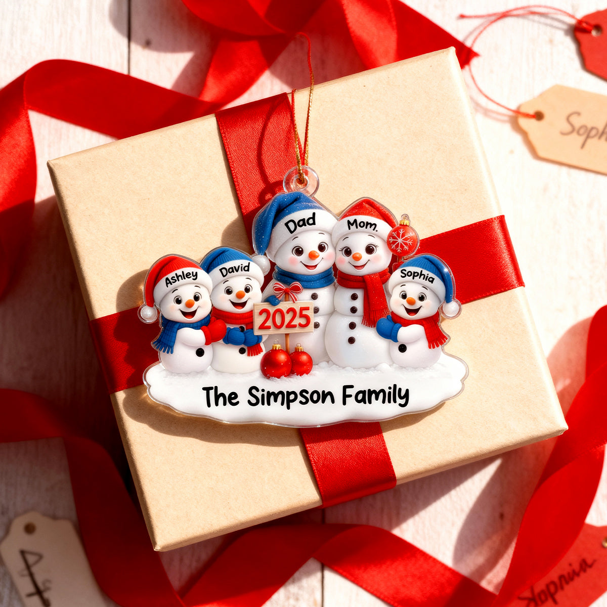 Family Snowmen 2025 - Personalized Acrylic Ornament - Festive Christmas Decor, Christmas Gift for Family