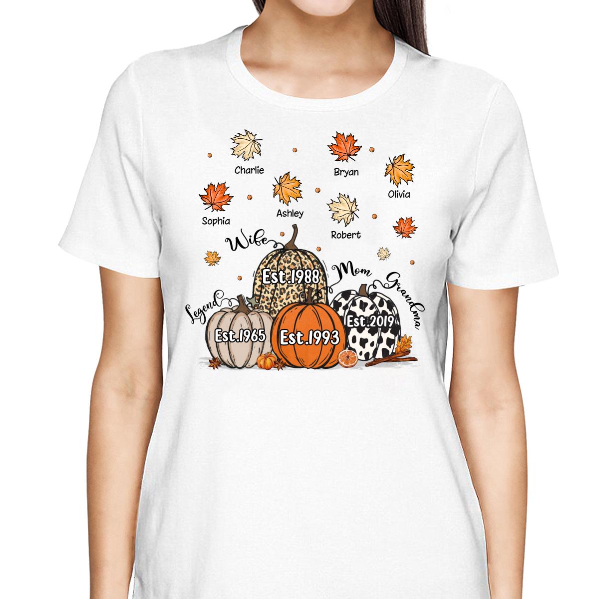 Fall Season Legend Wife Mom Grandma Est. Pumpkins Personalized Shirt
