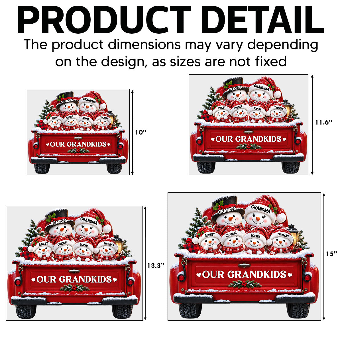 Christmas Cute Snowman Truck Grandpa Grandma Grandkids - Personalized Yard Sign - Christmas Decor For Grandparents