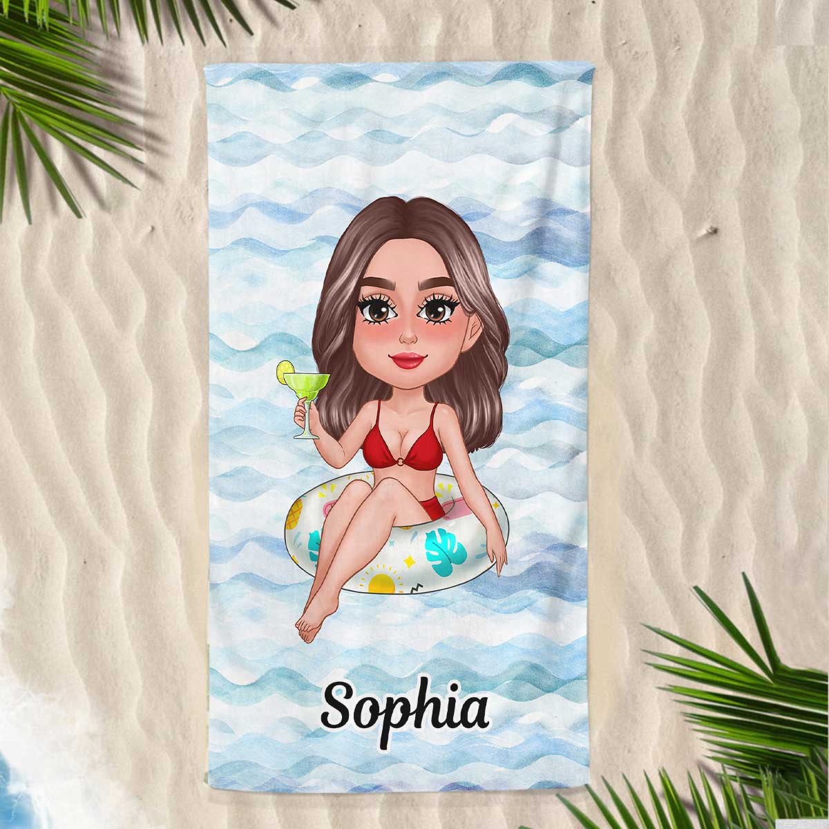 Doll Girl On Float Summer Gift For Besties Gift For Her Personalized Beach Towel