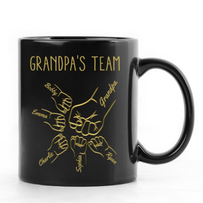 Best Dad Papa Grandpa Fist Bump Outline Metal Personalized Mug, Unique Father's Day Gift for Dad for Husband