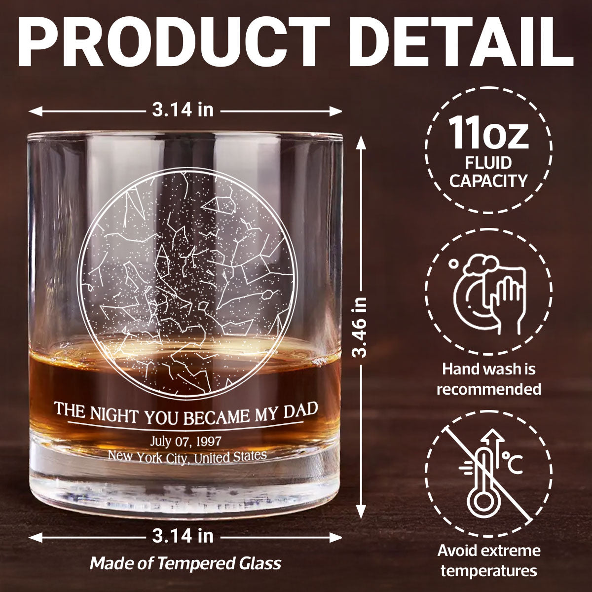 Custom Star Map by Date, The Day You Became My Dad Personalized Wine Glass, Father's Day Gift for Dad, Gift for Husband
