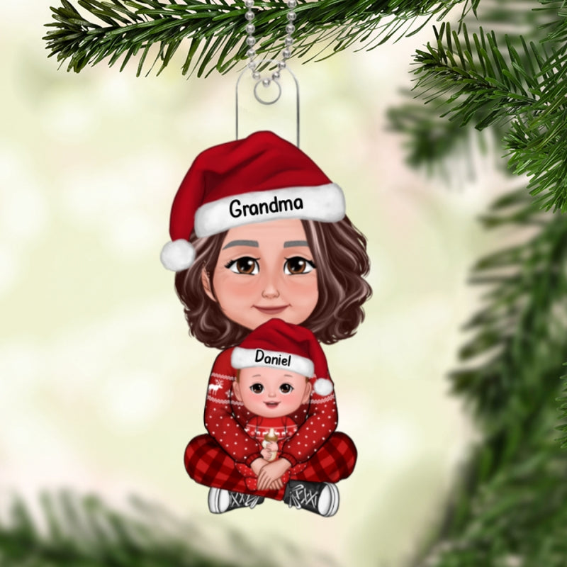 Grandma & Grandkid Christmas Gift For Granddaughter Grandson Personalized Acrylic Ornament