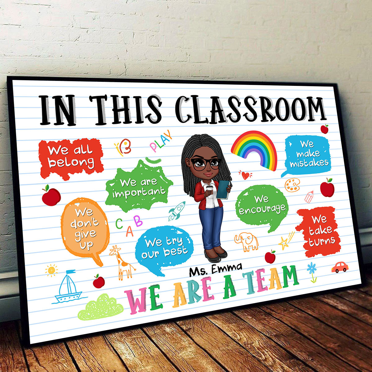 Adorable Teacher Personalized Poster, Gift For Teacher, Appreciation Gift, Back To School, Teacher Classroom Decor