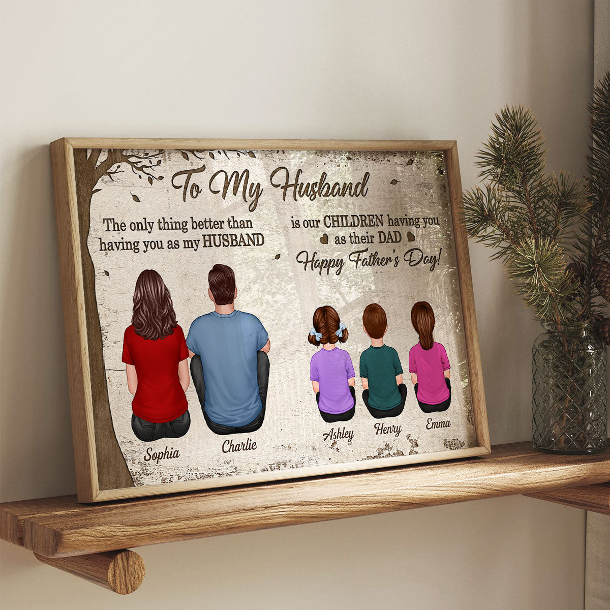 The Only Thing Having You As My Husband Back View Family Under Tree Personalized Poster