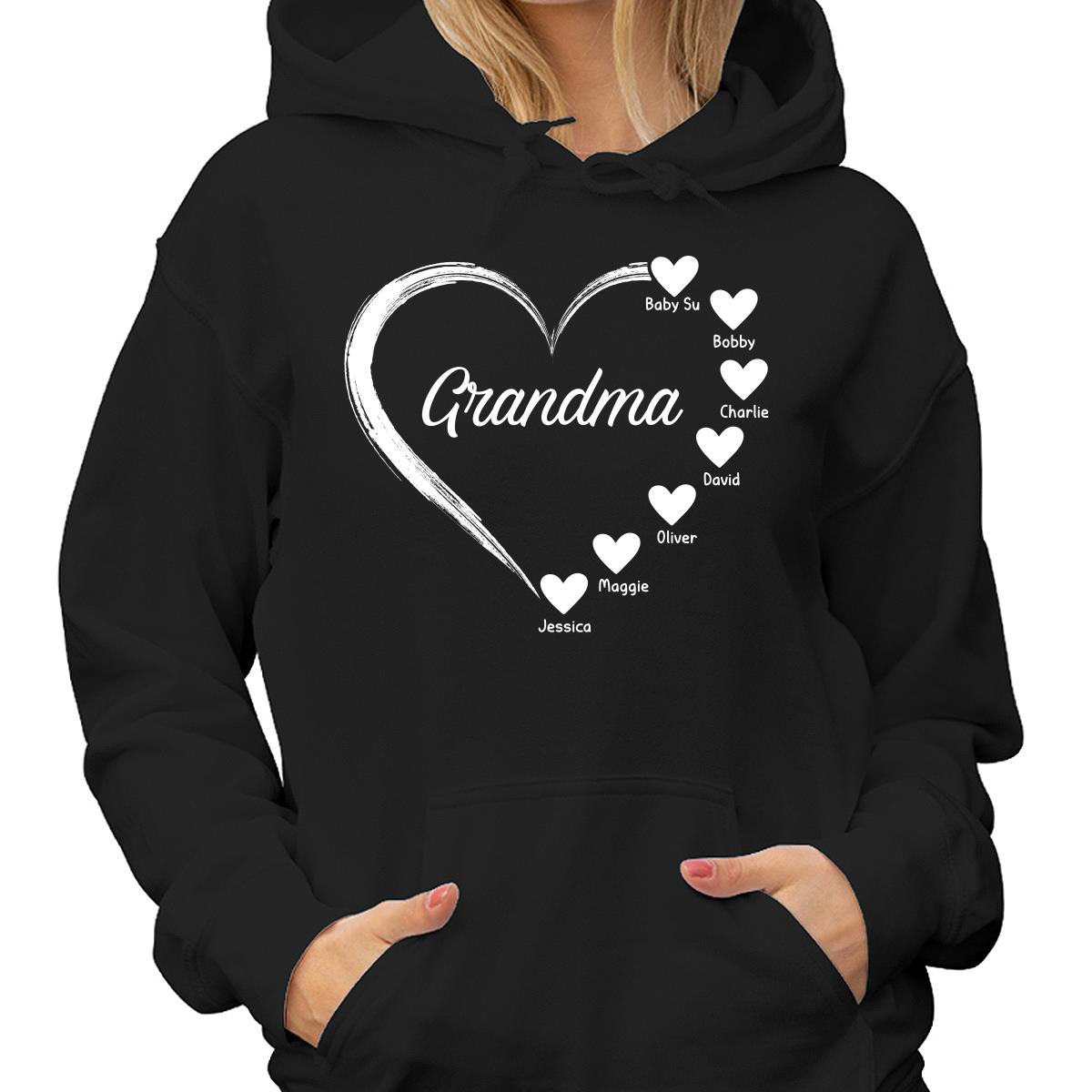 Simple Hearts Grandma Mom Personalized Shirt