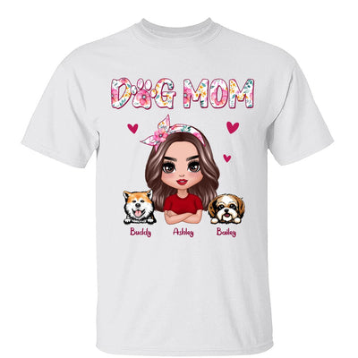 Dog Mom Pink Floral Words Gift For Dog Lovers Personalized Shirt
