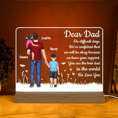 Dear Dad Dad Holding Kids Personalized Warm Custom Shape LED Night Light