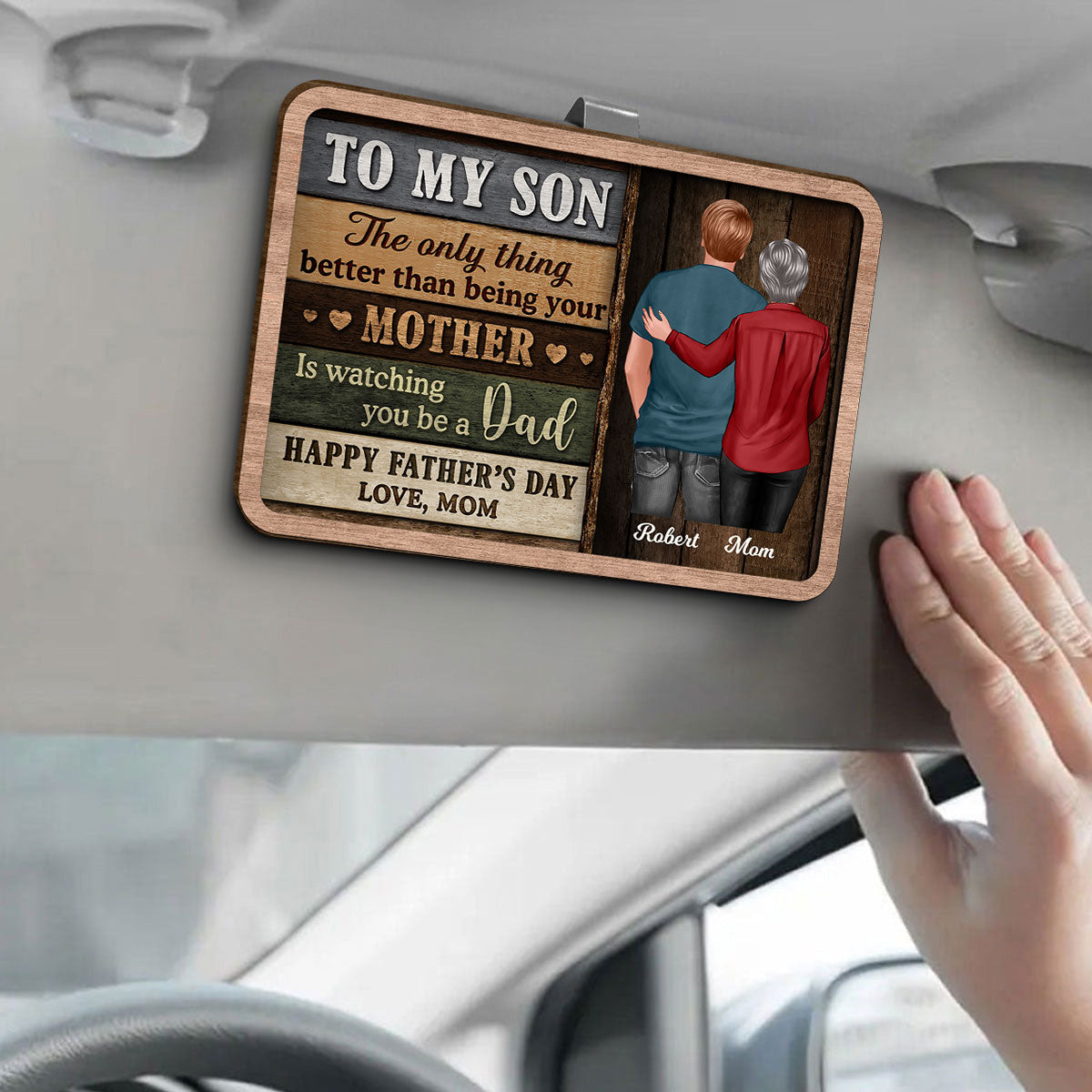 Colored Wood Pallets To My Son From Mom Happy Father's Day Personalized Car Visor
