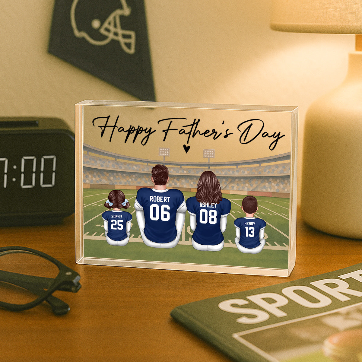Retro Vintage American Football Daddy's Dream Team Personalized Acrylic Block Plaque| Unique Father's Day Gift For Dad, Husband