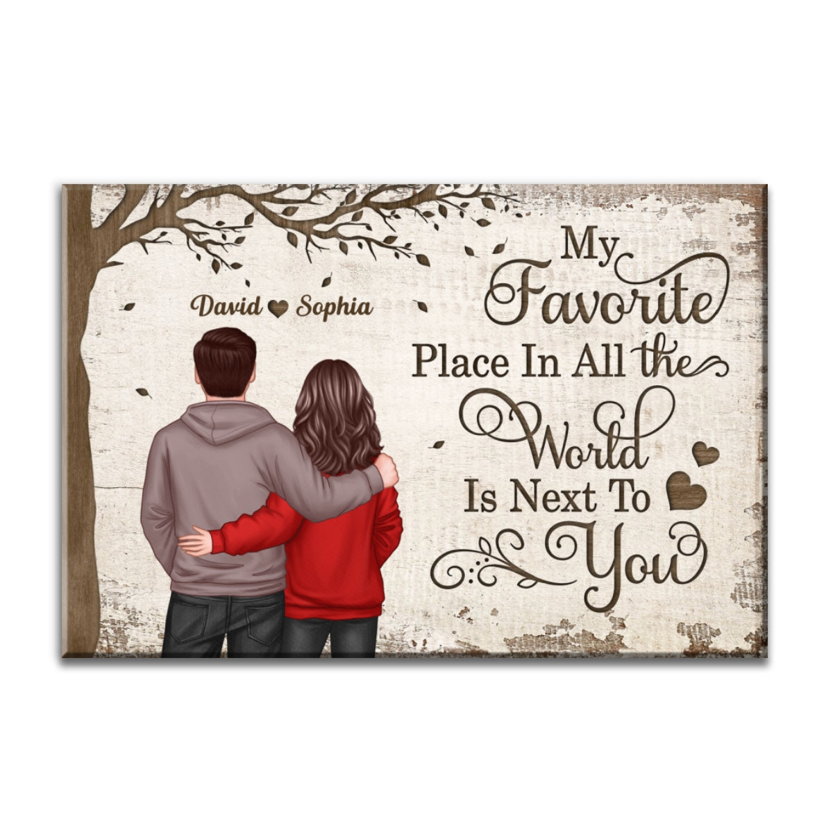 Favorite Place In The World Couple Back View - Personalized Poster - Unique Valentine's Day Gift For Him, Gift For Her