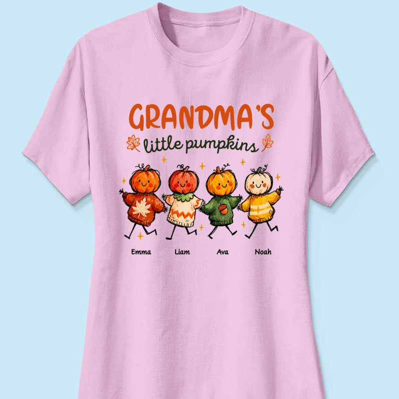 Grandma's Little Pumpkins Sweater Weather - Personalized Shirt - Trendy Fall Tee for Grandma