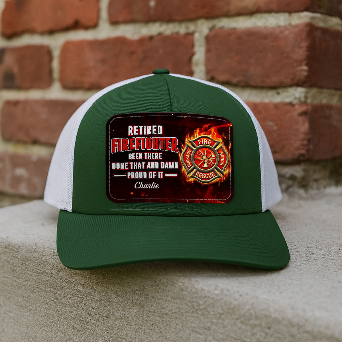 Retired Firefighter Proud Of It Gift For Dad Grandpa Personalized Leather Patch Hat