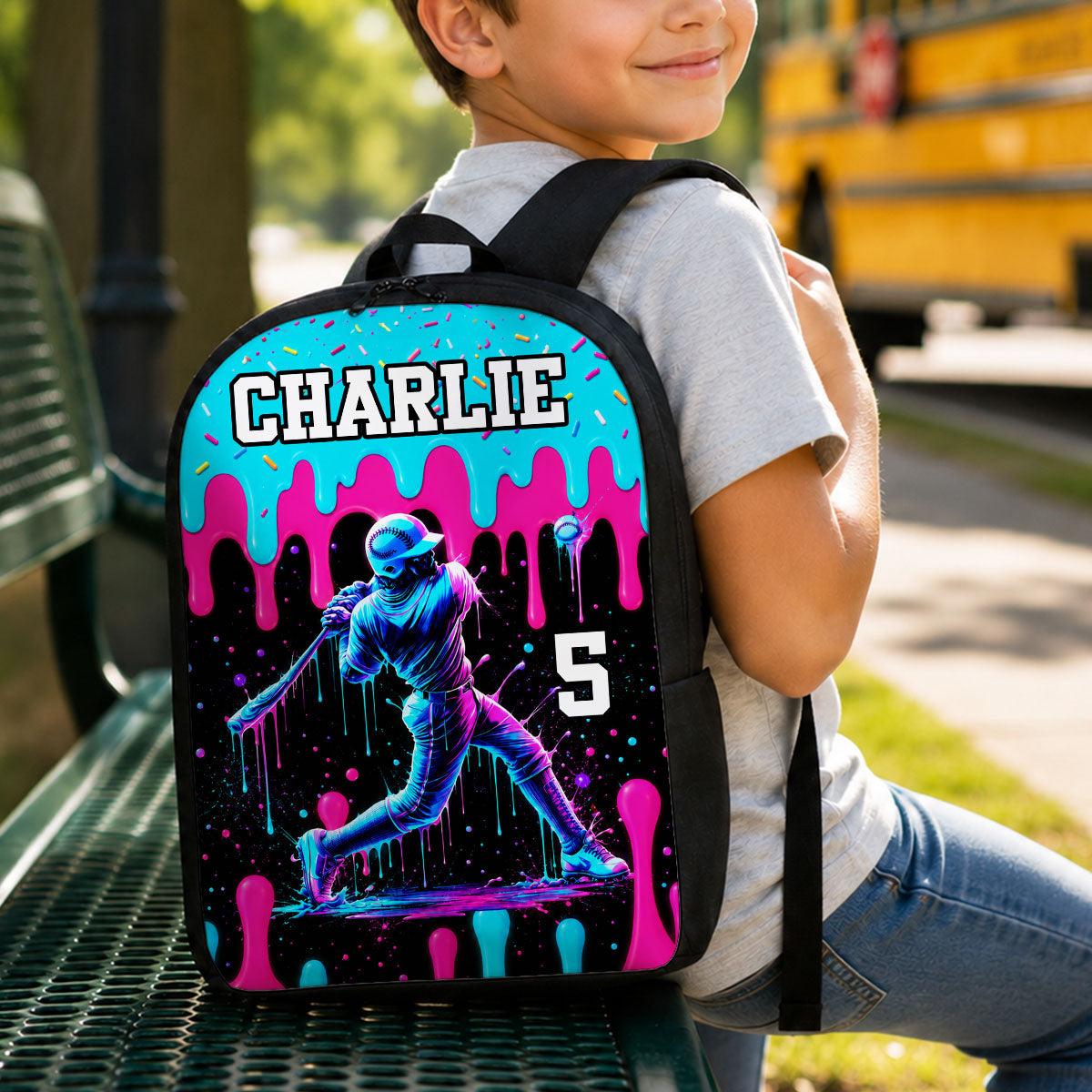 Baseball Drip Custom Name & Number - Personalized Backpack - Back To School Gift For Baseball Lovers, Baseball Players