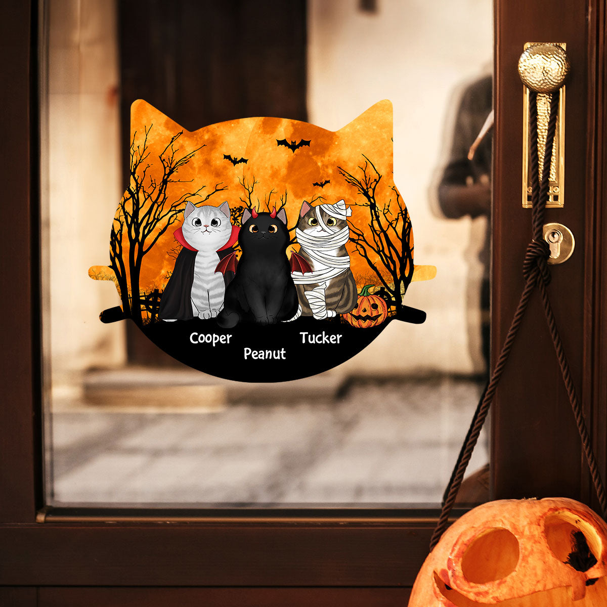 Halloween Cat Face Shaped Personalized Halloween Decal, Car Decal, Window Sticker, Halloween Decoration