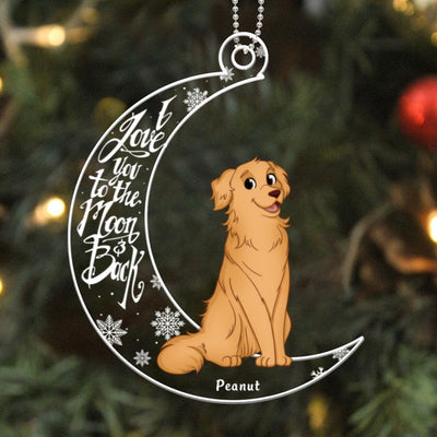 Cartoon Dog On Moon Christmas Gift Personalized Acrylic Ornament