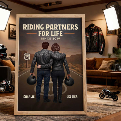 Eternal Love Back View Biker Couple Riding Partners For Life - Personalized Poster - Unique Valentine's Gift, Anniversary Gift For Couple, Bikers, Gift For Him, For Her