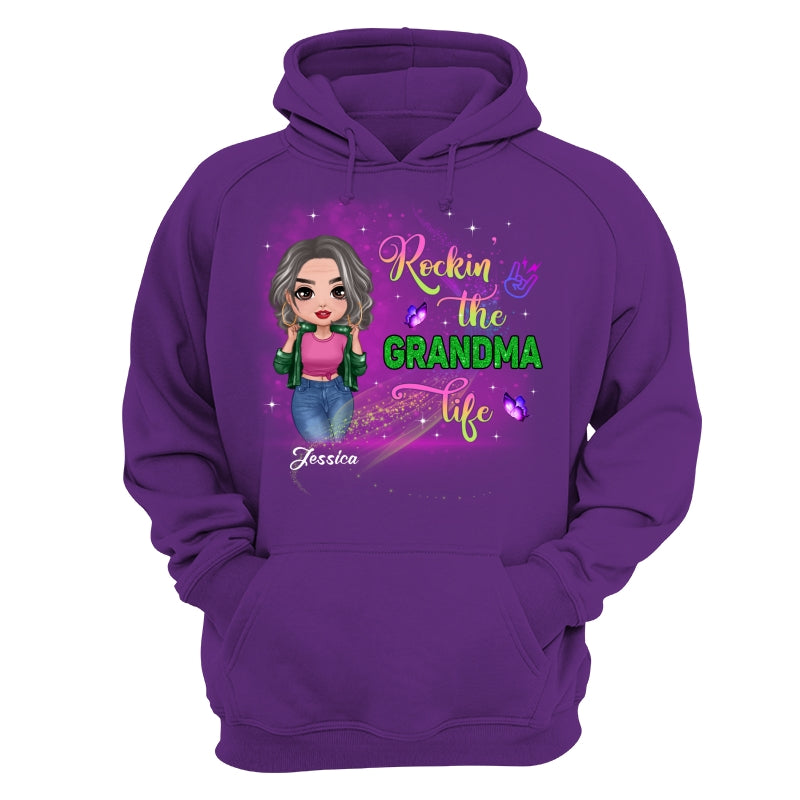 Rockin‘ The Grandma Life Colorful Sparkle Doll Grandma Personalized Shirt