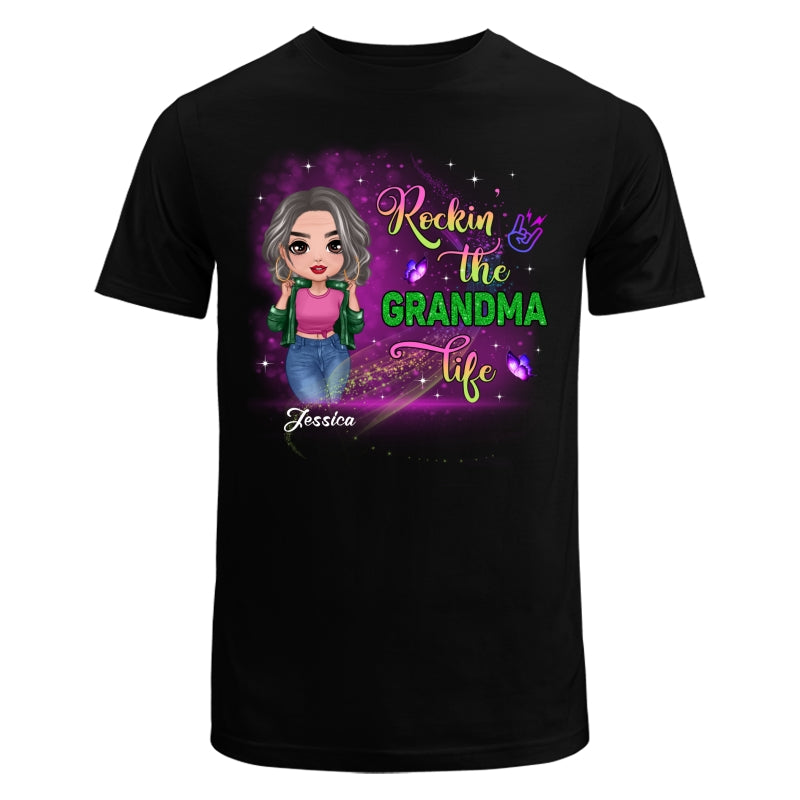 Rockin‘ The Grandma Life Colorful Sparkle Doll Grandma Personalized Shirt