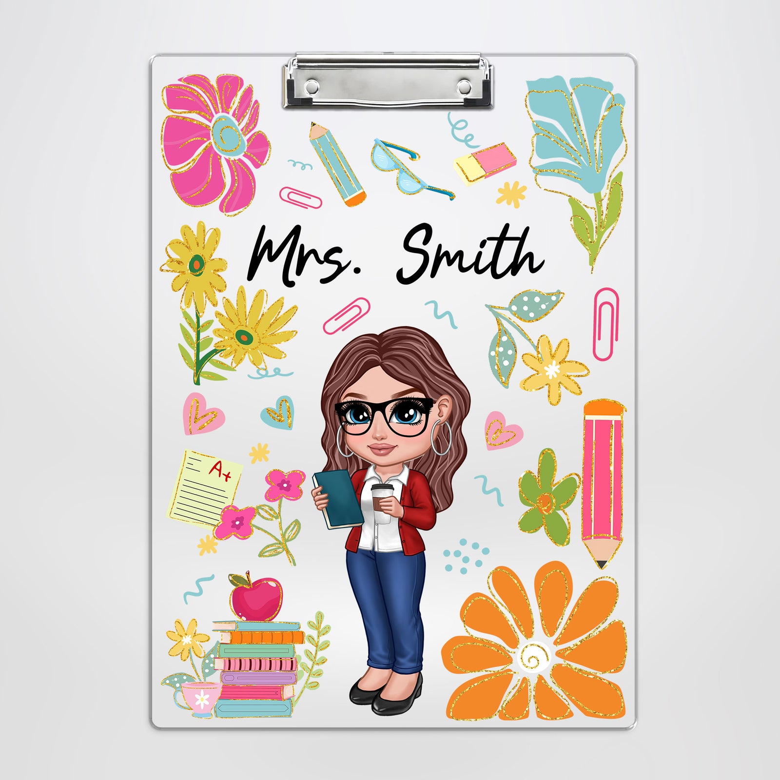 Boho Floral Teacher Personalized Clipboard, Teacher Appreciation Gift, , End Of Year Gift, Back To School Teacher Supplies