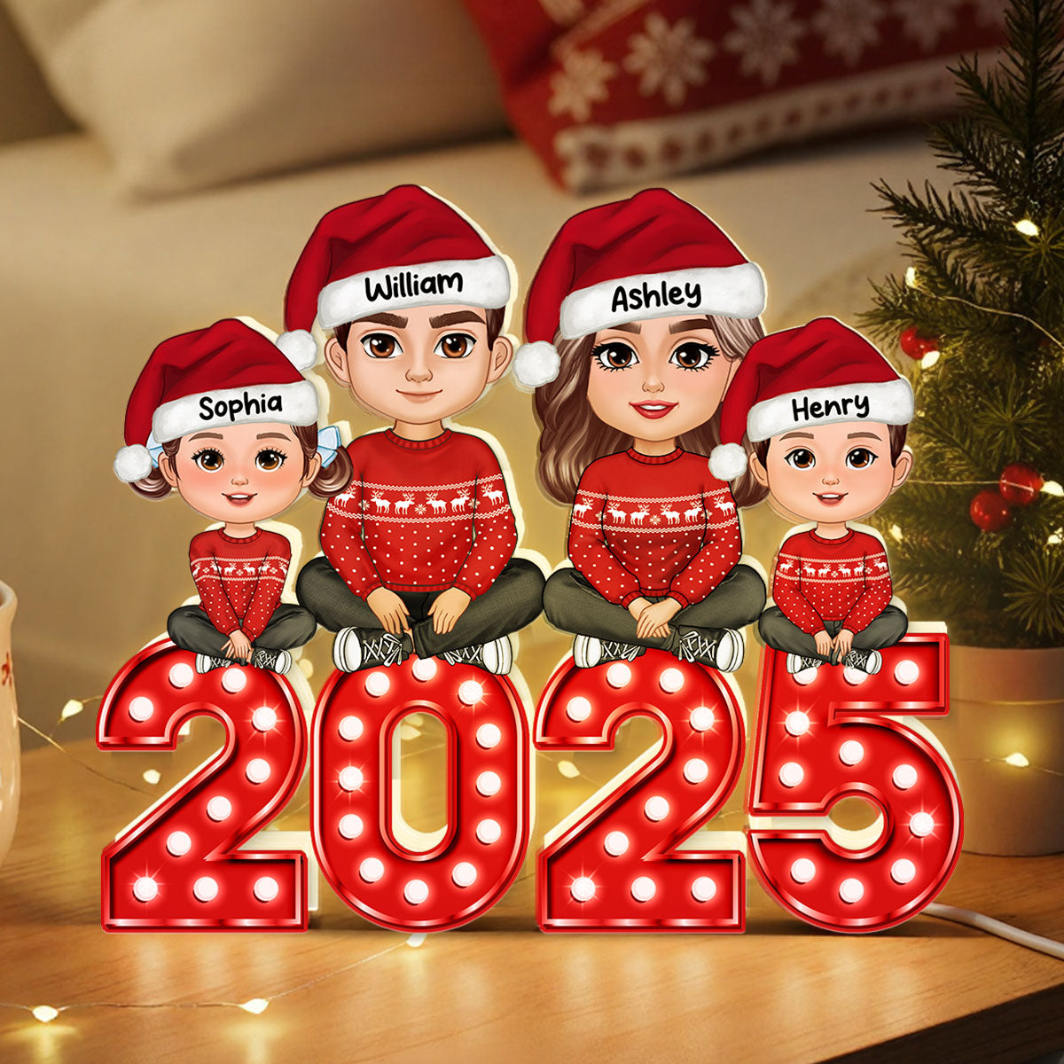 Christmas Family Forever Together Personalized LED Light Box, Heartwarming Christmas Decoration